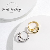 JEWELS BY DESIGN Premium S925 Geometric Cutout Style Hoop Earrings Single [E0730]