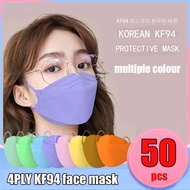 【STYLISH KOREAN KF94 MASK】50pcs KF94 KN95 N95 Mask Washable Mask Reusable Protection 4-Layers Color 