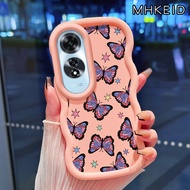 MHKEID Casing Hp Untuk OPPO A60 4G Case Hp Pola kupu-kupu Kesing Silikon Perbatasan berbentuk S Soft