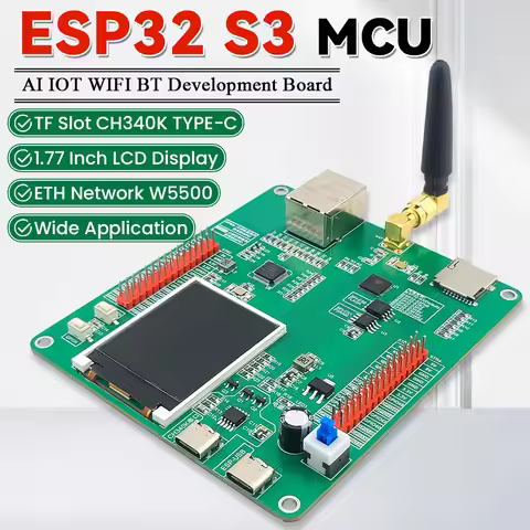ESP32 S3 Development Board with 1.77 Inch LCD Display BT 2.5dbi WiFi Module AI Internet of Things W5