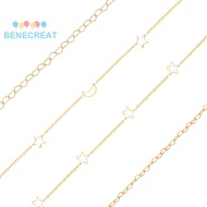 BENECREAT 1set 4M 4 style Star & Moon & Heart Brass Link Chains Unwelded with Card Paper Golden 2x1.