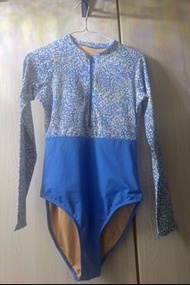 Cotton On Body 藍色花紋長袖一件頭泳衣 M碼