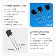 【CRD】5pcs/Pack E-452 IP:4.5mA(3.90~5.10mA) VK:3.7V PACKAGE:TO-92-2L MARK:E-452  In Stock