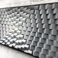 木牆藝術 - 幾何灰色白色藝術品 - 3D 吸音板 - 簡約