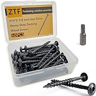ZTF 50PCS #14 x 2-7/8 Inch Black Deck Wood Screws, Star Drive Timber Decking Screws, Heavy Duty Exte