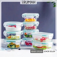 【i.Rumah】Heat Resistant Glass Microwave-able Airtight Rectangle Round Container Food Storage Lunch Box Tupperware