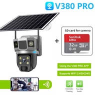 Solar CCTV กล้องวงจรปิด V380 Pro 16MP กันน้ํา เสียงสองทาง Infrared night vision การตรวจจับการเคลื่อน