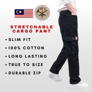 RAYSPANT Stretchable Cargo Pants Plus Size + Big Size Men / Lelaki Selaur Kerja Cargo Lelaki 6 Pocke