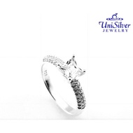 Unisilver 925 Sterling Silver Princess Cut Engagement Ring (RS590-2)