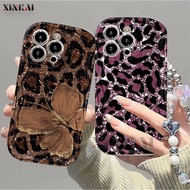 Leopard Print Retro Butterfly Case iPhone 16 Pro Max iPhone 16 iPhone 16 Plus iPhone 16 Pro iPhone 1