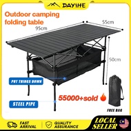 Foldable Camping Table Portable Folding Meja Outdoor garden Picnic Egg Roll Table Aluminum makan lip