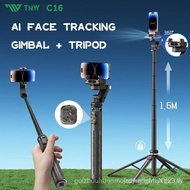 TNW C16 Face Tracking Tripod Multi-Function AI Tracking Selfie Stick Gimbal Stabilizer for Phone