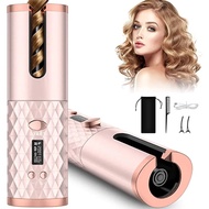 Makata Luxury Auto Rotating Ceramic Hair Curler Unbound USB Rechargeable Automatic Curling Iron LED Display Temperature Wave Curler