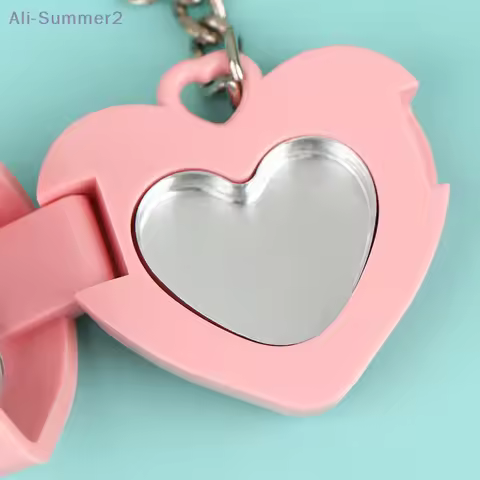 {MX} Heart Shape Mini Eye Shadow Box With Mirror&Aluminum Pan Empty Blush Container Keychain Lipstic