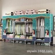3m Fabric Wardrobe Steel Pipe Reinforced Thickened Assembly Double Simple Steel Frame Large Fabric L