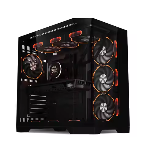 Factory wholesale OEM tempered glass black PC ATX gaming case full tower MATX ITX computer chassis w