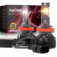 TUFFOO 1Pair Car LED Headlight Bulb 150W H7 H4 H11 H1 HB3 9005 HB4 9006 6000K White 4300K Yellow War
