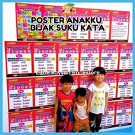 POSTER ANAKKU BIJAK SUKU KATA 32 KEPING - BACAAN SUKU KATA PRASEKOLAH