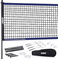 GSE Games & Sports Expert Badminton Complete Set, 4 Players Outdoor Sports Game Set with Portable Ba