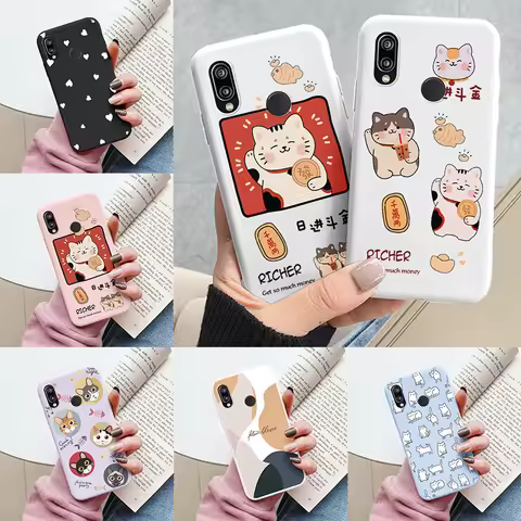 For Huawei P20 2018 P20 Lite P 20 Pro Cover Cute Cartoons Heart Cat Soft Silicone Shockproof Phone C