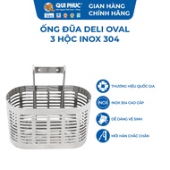 Ống Đũa Inox 304 DELI Oval 3 Ngăn - Chính Hãng Qui Phúc - Chống Hoen Gỉ An Toàn Vệ Sinh Thiết Kế Sa
