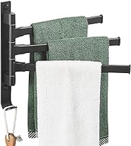 Towel Holder Shelf Wall Mounted Swing Towel Bar-Black Stainless Steel Bath Towel Rod Arm,Bathroom/Kitchen Swivel Towel Rack Hanger Holder Organizer,Folding Space Savers (Color : 3 Bar) Better life