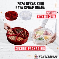 Used kuih raya 2024 biskut transparent Plastic container Round Airtight Food dried fruit snack candy box container