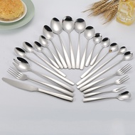 Island Qi 304 Stainless Steel Cutlery Fork Spoon Kitchen Restaurant Western Food Tableware Square Ha