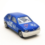 Majorette Renault Clio-no.93-White Flag Art Blue/White Scale 1/53 (8cm) Second Hand Model 001