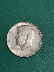 1964年甘迺迪$0.5銀幣，只有這年才有90%含銀量/1964 Kennedy US$0.5 silver coin with 90% silver