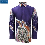 (Regular) Purple Color Malaysia Men Batik Long Sleeve Kemeja Batik Lelaki Lengan Panjang FF9913