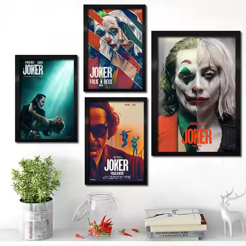 B-Batman HD Movie Poster J-Joker Canvas Hanging Painting Student Dormitory Background Wall Self-adhe