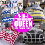 CS_50 DESIGN++ QUEEN SIZE FITTED BEDSHEET CADAR GETAH QUEEN SIZE 100% COTTON