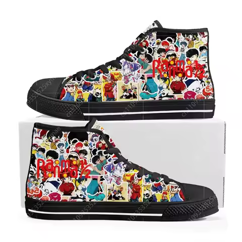 Ranma 1/2 High Top Sneakers Mens Womens Teenager Tendo Akane High Quality Canvas Sneaker Anime Carto