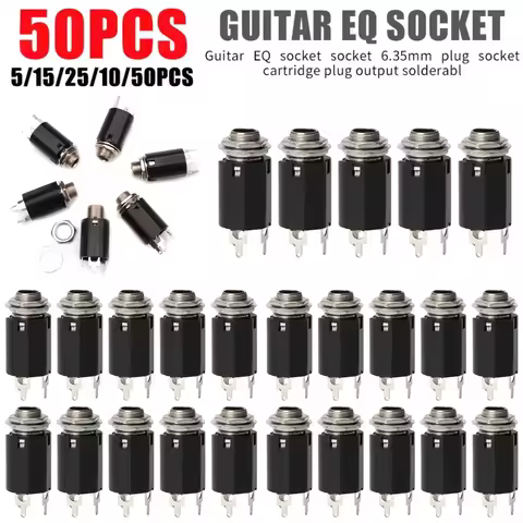 5-50pcs Guitar Stereo Output Plugs for Electric Guitars Bass EQ Jack Socket 6.35mm Jack Pickup Femal