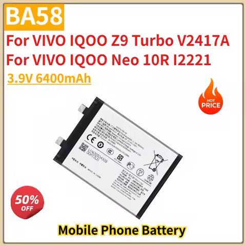 High Capacity BA58 Phone Battery 3.9V 6400mAh For VIVO IQOO Z9 Turbo V2417A / IQOO Neo 10R I2221 Bra