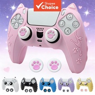 Cat Paw Protective Case for PS5 Controller, Soft Silicone Cover for DualSense 5 with Thumb Stick Gri