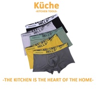 KUCHE 5Pcs Men Boxer Men Underwear Cotton Bamboo Peninju Luar Seluar Lelaki Dalam Lelaki Hello Trunk