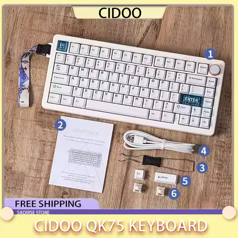 Cidoo QK75 Mechanical Keyboard Gasket Hot Plug Wireless Bluetooth Tri-mode Esports Gaming Keyboard W