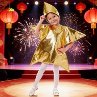 Reflective Star Outfit Star Elf Costume for Children Silver/gold Nativity Star Kids Costume Christma