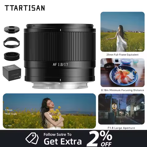 TTArtisan 17mm F1.8 Air APS-C AF Auto Focus Lens Wide Angle for Sony E Fuji X Mirroerless Camera A64