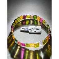 #B588-3 100% Natural Translucent Multicolored Tourmaline Bangle H8mm X L6.2mm