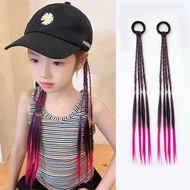 Children Braids Wig Gradient Colorful Braids with Hair Ring Ponytail Braids Twist Braids Dirty Braid