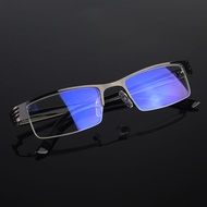 Business Men Blue Blocker Computer Glasses for Women Phone Gaming Stainless Steel Half Frame Spectac
