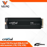 Crucial T705 (1TB/2TB/4TB) PCIe Gen5 NVMe M.2 SSD with heatsink