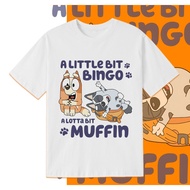 Local Stock Baju 100%Cotton Cute Cartoon Kids Adult T-shirt with Bluey Cool Mom Club Bluey Mum Bingo