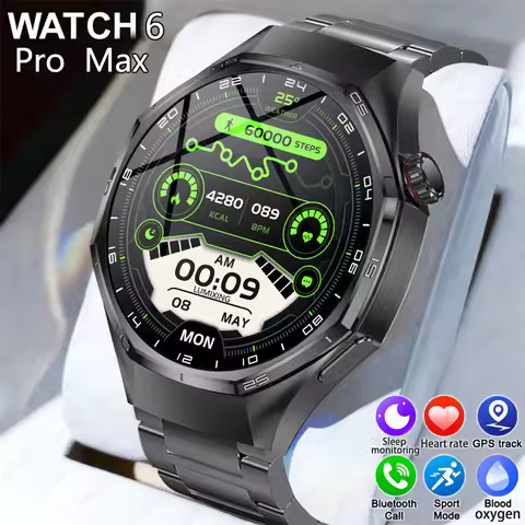 New Global Version Watch 6 Max Smart Watch Men HD AMOLED Screen GPS Tracker Bluetooth Call Waterproo