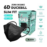 Zero Degree 6D Duckbill Slim Fit Face Mask (Black) 20pcs