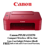 Canon PIXMA E3370 Compact Wireless All-In-One with LCD Low Cost Printer Red 3370