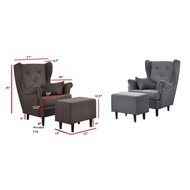(Furnituresg) Arwana 1 Seater Fabric Lounge Sofa With Stool